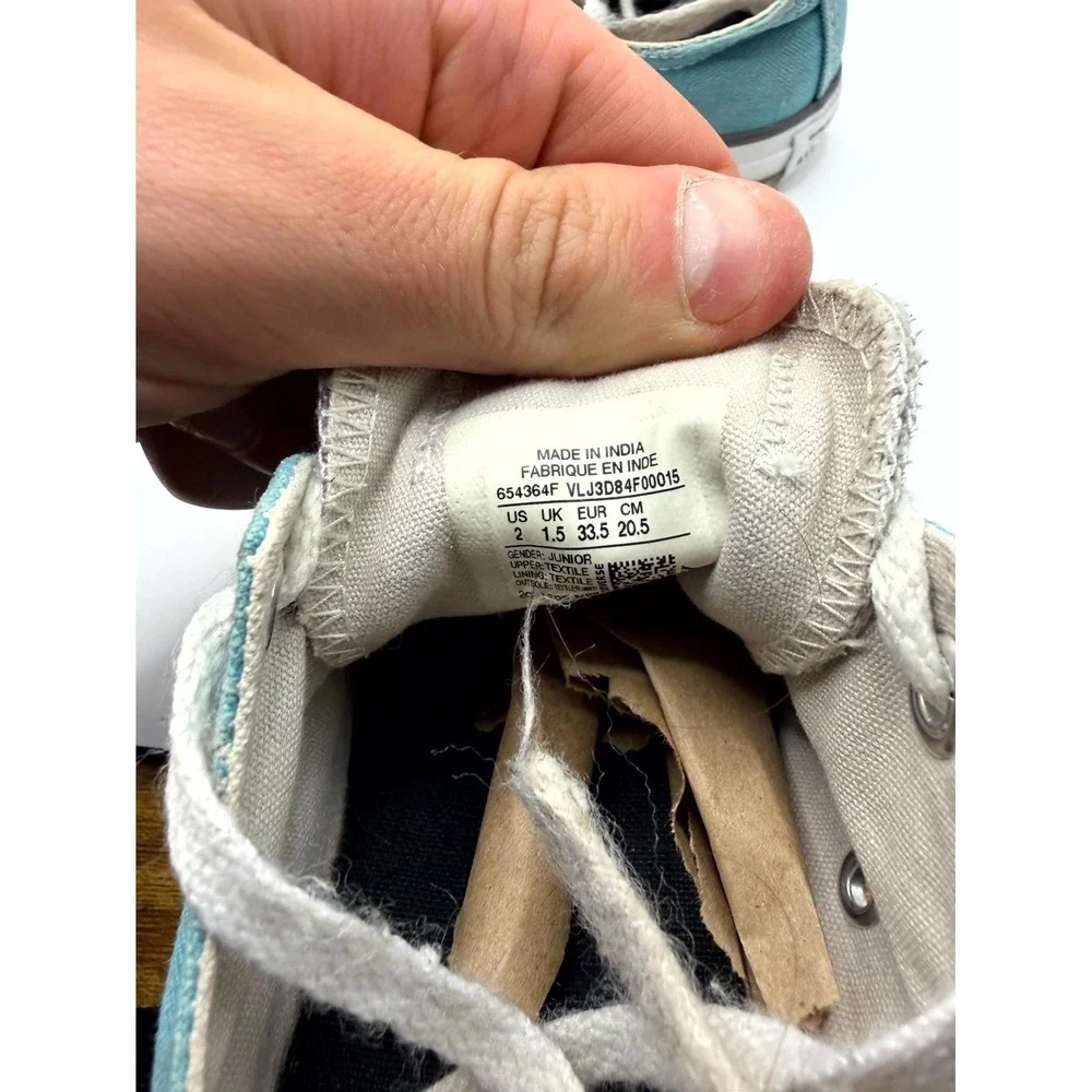 Converse Chuck Taylor All Star Low 654364F‎ Kids 2 Sneaker Teal Canvas Shoes